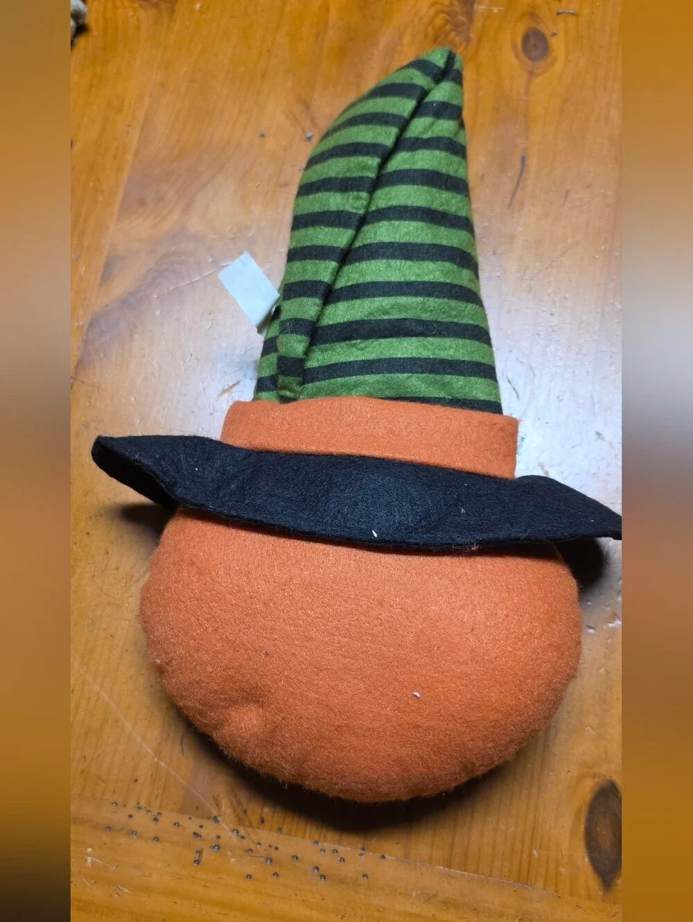 Small Pumpkin Witch Hat Pillow- Orange & Green